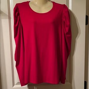 💖 Chico’s Size 3 Bright Fuchsia Puff Sleeve Blouse